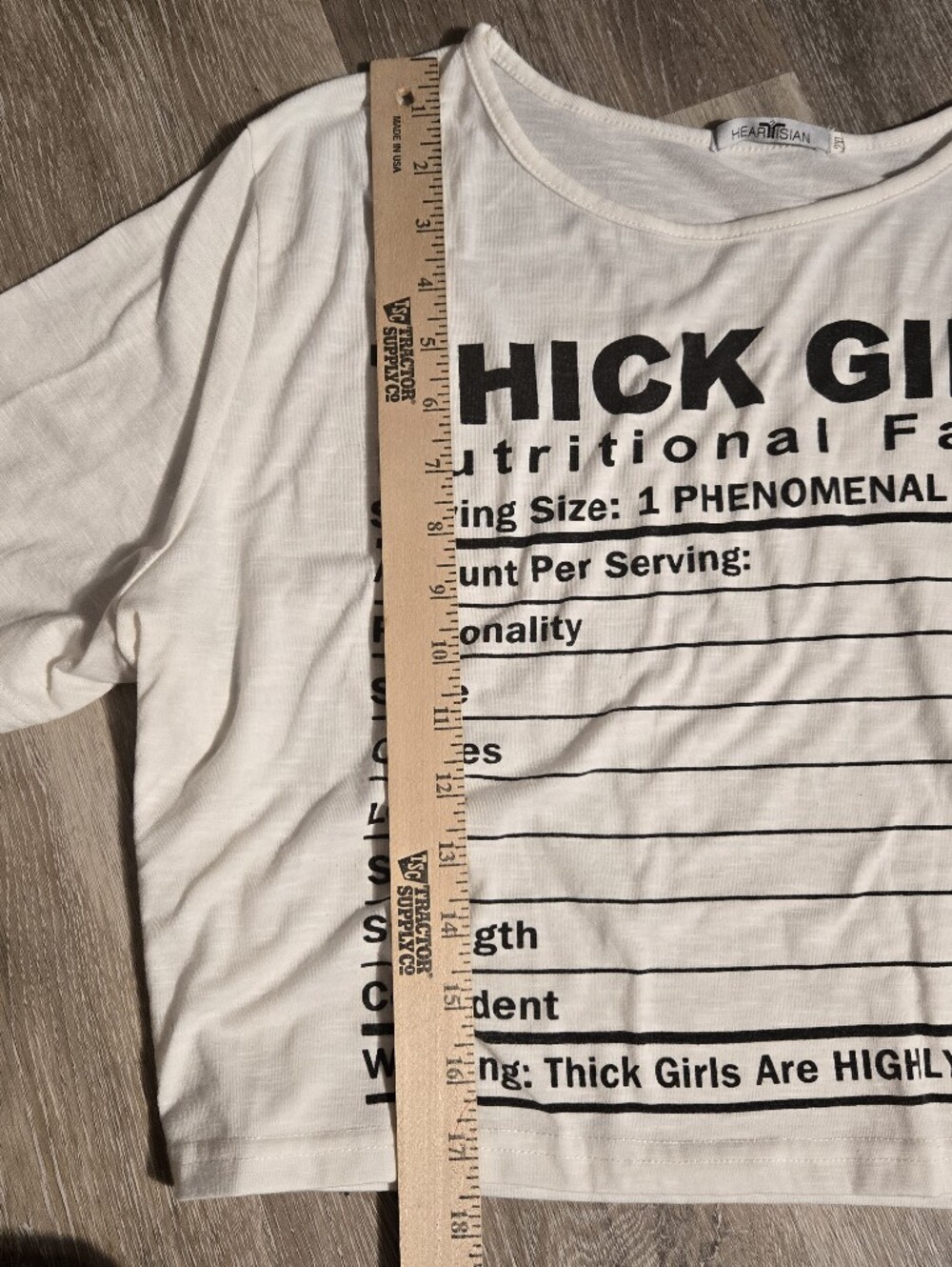 Women’s White Graphic Crop Top - Thick Girl Nutritional Facts Size 2X - Picture 6 of 6